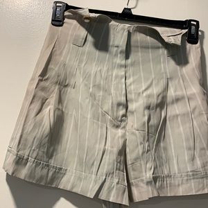 Gray and sage green womens shorts with suspenders buttons. Sized 7.